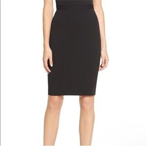 St John Classic Black Santana Knit Textured Work Pencil Skirt